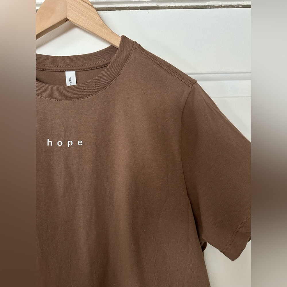 Hope Classic T Shirt | Inspirational Minimal Tee in Vintage Brown
